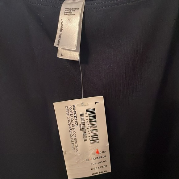 American Apparel NWT Large Navy and Pink Sleeveless Tank Dress - Picture 2 of 7